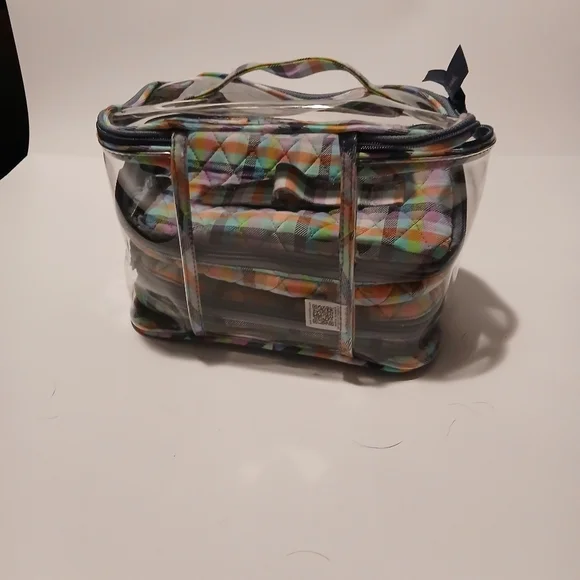 Vera Bradly 2 Piece Cosmetic Bags With Carry Case - Picture 2 of 7